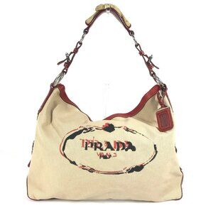 PRADA logo Shoulder Rope Canvas Tote Bag Hobo Bag Shoulder Bag